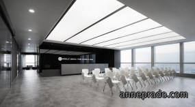 黑白灰风格办公室前台设计图片