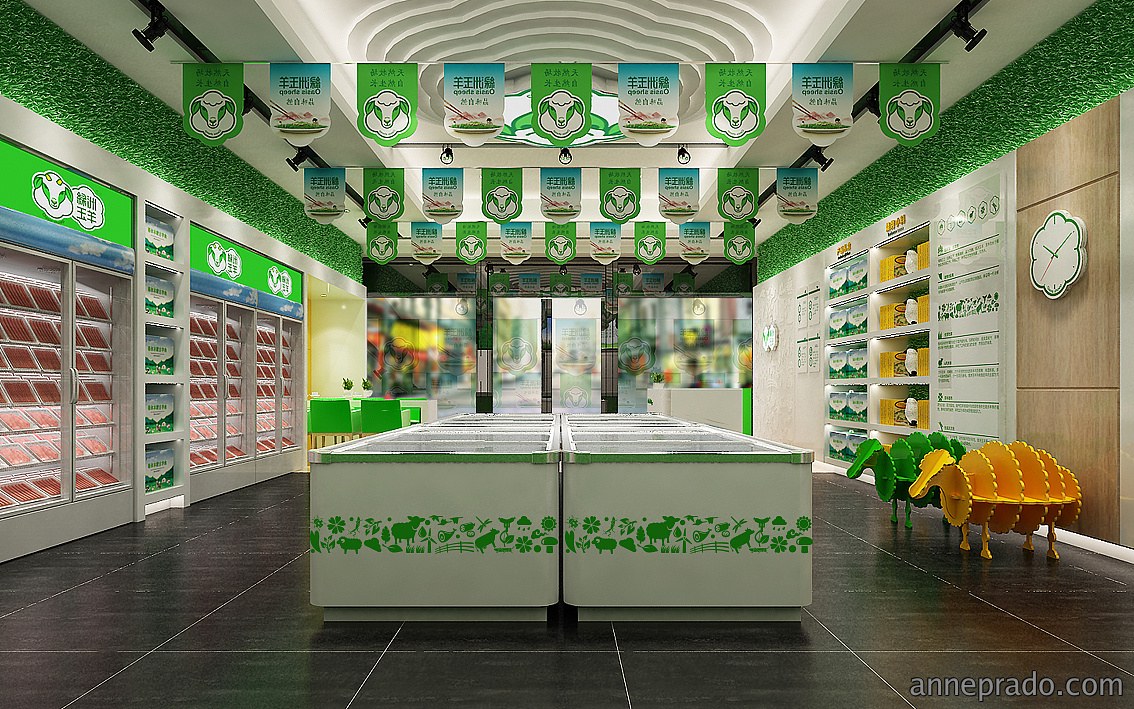 羊肉生鲜店设计效果图,羊肉生鲜店效果图