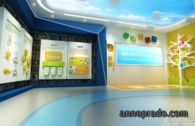 现代简约青少年文化展厅空间设计案例图,青少年文化展厅空间设计图