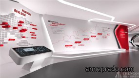 大气简约企业文化展厅效果图,简约企业展厅效果图